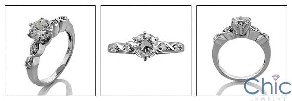 Engagement Round 1 Ct Center in Tiffany 6 Prongs Cubic Zirconia Cz Ring