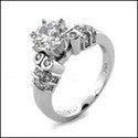 Engagement Highandset 1 Ct Round Center Channel Cubic Zirconia Cz Ring