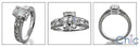 Estate 1 Ct Emerald Center Engraved Cubic Zirconia Cz Ring