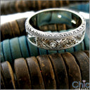 Mens 7 MM Hamnd Engraved Ct Bezel Set Cubic Zirconia CZ Wedding Band