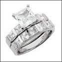 Matching Set 1.5 Princess Center Channel Wedding Cubic Zirconia Cz Ring