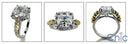 Engagement 1.5 Asscher Center Share Prong Halo Cubic Zirconia Two Tone 14K Gold Ring