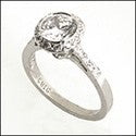 Engagement 1.25 Round Bezel Set Halo C art Contour Cubic Zirconia Cz Ring