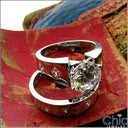 Wedding 1 Ct Princess 3 Stone Bezel Cubic Zirconia CZ Band