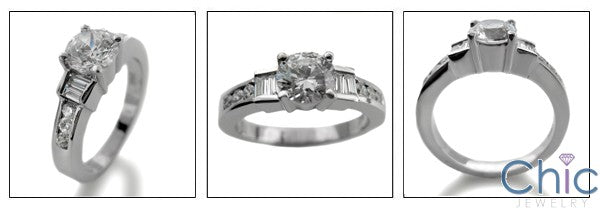 Engagement Round 1 Ct Channeled Baguettes Ct Rounds Cubic Zirconia Cz Ring