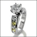 Engagement Round 1 Ct Center Canary Ct Diamond Channel Cubic Zirconia Cz Ring