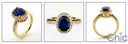 Engagement 2.5 Oval Royal Sapphire Halo Pave Cubic Zirconia Cz Ring