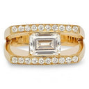 Emerald Cut CZ Channel Set Horizontally Euro Shank 14K Gold Ring