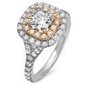 Engagement .75 princess center in Two Tone 14K Gold Halo Cubic Zirconia Ring
