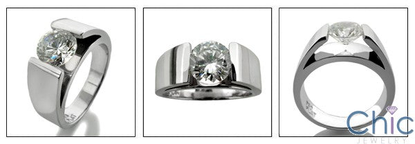 Solitaire 1 Ct Round Channel Cubic Zirconia Cz Ring