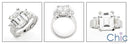 4 Carat Emerald Cut High Quality Cubic Zirconia 3 Stone Ring 14 White Gold