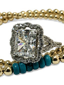 Highest quality Radiant cut cz ring 14K white gold