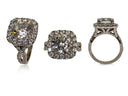4 Carat Cushion cut cubic zirconia in Cushion Style Halo 14K white gold Engagement ring