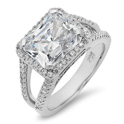 4.5 Radiant Cut Cubic Zirconia Horizontal Set Engagement Ring 14K White Gold