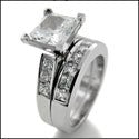 Matching Set 1.5 Princess Center Channel Cubic Zirconia Cz Ring