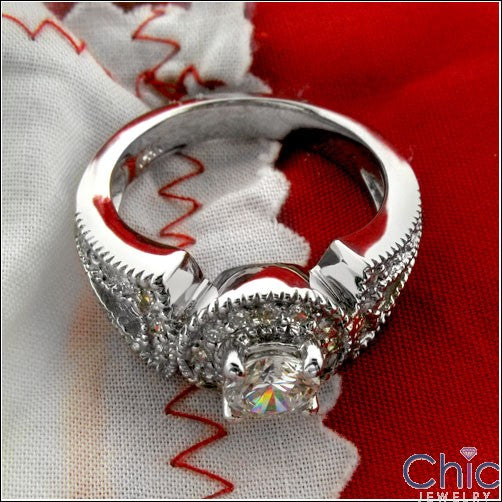 Anniversary 0.65 Round Stone Pave Halo Cubic Zirconia Cz Ring