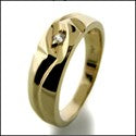Mens Single .05 Ct Round Stone Cubic Zirconia CZ Wedding Band