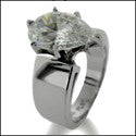 Solitaire 3 Carat Pear Shaped Cubic Zirconia 7mm Wide Engagement Ring 14K White Gold