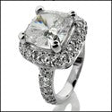 Engagement 2 Ct Cushion Center Pave Cubic Zirconia Cz Ring