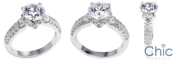 Engagement Round 1.5 Ct Pave d Cubic Zirconia Cz Ring