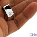 Mens 9MM Wide .2 Round Burnished Stone Cubic Zirconia CZ Wedding Band