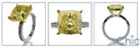 Engagement 5 Ct Canary Cushion Two tone Eternity Cubic Zirconia Cz Ring