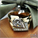 Mens 1 Ct Pear Ct Pave Two Tone Cubic Zirconia CZ Wedding Band