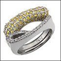 Fine Jewelry Canary Ct Diamond pave stackable Cubic Zirconia Cz Ring