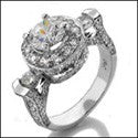 Engagement Round 1 Ct Center In Halo Pave Cubic Zirconia Cz Ring