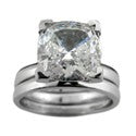Matching Set 3 Ct Cushion Center Fitted Wedding Cubic Zirconia Cz Ring