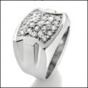 Mens 1.75 TCW Round in Pave Cubic Zirconia CZ Wedding Band