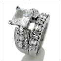 Matching Set 3 Ct Princess Baguettes Cubic Zirconia Cz Ring