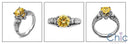 Engagement 2 Ct Yellow Round Center HCt Engraved Shank Cubic Zirconia Cz Ring