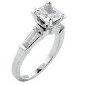 Engagement 1.25 Princess Center Long Tapered Baguettes Cubic Zirconia Cz Ring