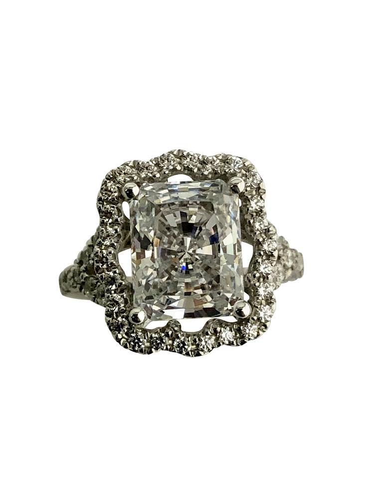 4 carat radiant cut cubic zirconia engagement ring 14K White gold
