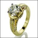 Estate Round 1 Ct Pave set Yellow Gold Cubic Zirconia Cz Ring