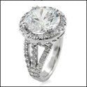 Engagement 3.25 Round Stone Pave Cubic Zirconia Cz Ring