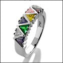 Anniversary Multi Color Triangle Channel Cubic Zirconia Cz Ring