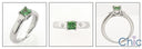 Solitaire .40 Emerald Color Princess Lucida Style Cubic Zirconia 14K White Gold Ring