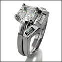 Matching Set 1.5 Asscher Ct Baguettes in Channel Cubic Zirconia Cz Ring