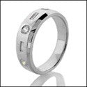 Mens 0.75 TCW Round Baguette Cubic Zirconia CZ Wedding Band