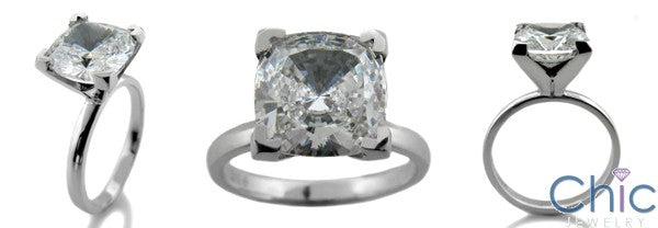 Solitaire 3 Ct Square Cushion Single Stone Cubic Zirconia Cz Ring