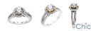 Engagement 1 Ct Round Center Yellow Prongs Halo Pave Cubic Zirconia 14k Gold Cz Ring