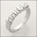 Cubic Zirconia 5 Round Stone Channel set Wedding Band 14K White Gold