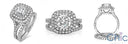 Matching Engagement Ring Set 2 Carat Cushion Pave Cubic Zirconia 14K White Gold