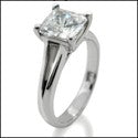 Solitaire Princess 1.5 Center 4 Prong Cubic Zirconia 14K White Gold  Ring