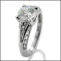 Round 1 Carat High Quality CZ Center Pave Sides Cubic Zirconia 14k White Gold Ring