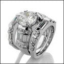Matching Set 2.25 Round Center Channel Double Cubic Zirconia Cz Ring