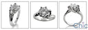 Engagement 1.5 Ct Round Cubic Zirconia Solitaire  .25 Pave Cz  14k White Gold Ring