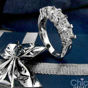 Wedding 5 Stone Princess Share Prong Cubic Zirconia CZ Band 